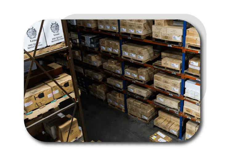 wine bottles storage in pallets