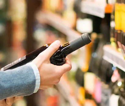 wine bottle in a supermarket